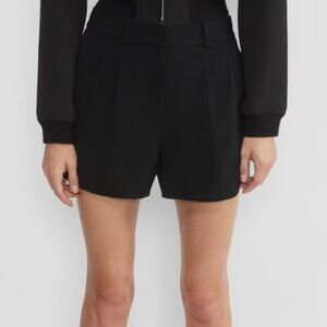 Aritzia Babaton Atelier High-Rise Crepe Pleated Mini Short Black Size 12
